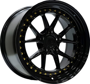 SLK-8123 9,5*19 5*120 ET33 72,56 GLOSS BLACK+GOLD RIVETS (KMP1) #1